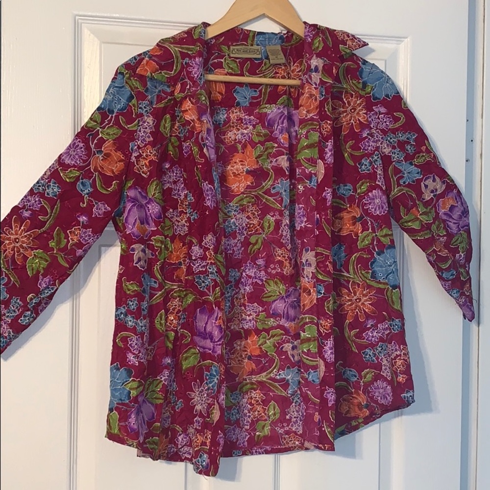 NWOT Colorful Floral Button Up Blouse
